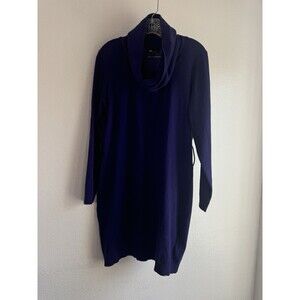 AB Studio Sweater Dress Womens Cowl Neck Pleated Purple